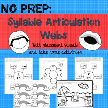 Preview of NO PREP: Articulation Syllable Webs with placement visuals and worksheets