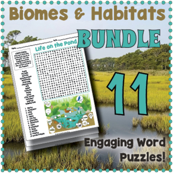 Preview of (4th 5th 6th 7th Grade) BIOMES & HABITATS - Word Search & Crossword Worksheets