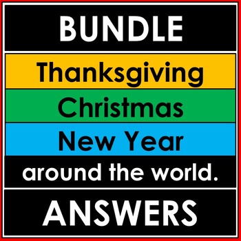 Preview of NO PREP BUNDLE - THANKSGIVING, CHRISTMAS and NEW YEAR around THE WORLD