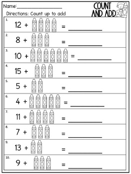 NO PREP Back-To-School Math Worksheets for 1st Grade by CreatedbyMarloJ