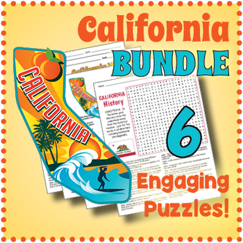 Preview of NO PREP CALIFORNIA BUNDLE - 6 Word Search History Worksheet Activities