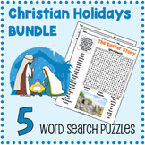 NO PREP CHRISTIAN HOLIDAY BUNDLE - 5 Word Search Puzzle Wo