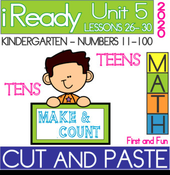 Preview of NO PREP CUT AND PASTE UNIT 5  iREADY MATH UNDERSTANDING TEEN AND COUNTING BY 1s