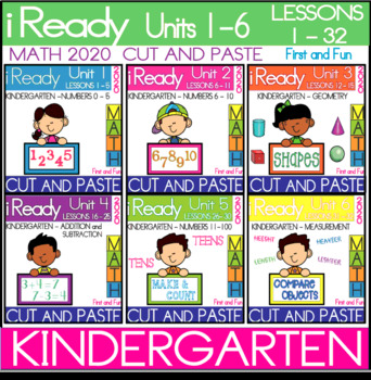 Preview of NO PREP CUT & PASTE 6 PACK BUNDLE UNITS 1 - 6 FOR IREADY KINDERGARTEN MATH