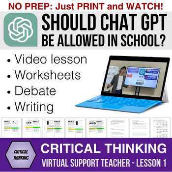 Preview of NO PREP ChatGPT Critical Thinking Debate: Should AI be allowed in schools? PDF