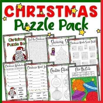 NO PREP Christmas Activities and Puzzles Pack | December Center Activities