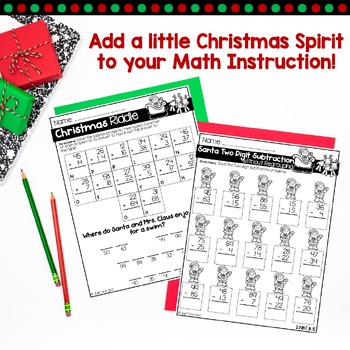 NO PREP Christmas Math Worksheets for 2nd Grade by Just One 2nd | TpT