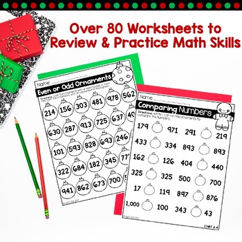 no prep christmas math worksheets for 2nd grade by just one 2nd tpt