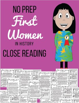 Preview of NO PREP Close Reading Women's History Month Firsts