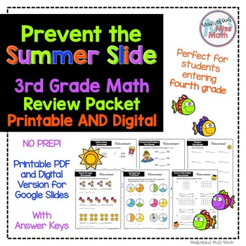 Preview of NO PREP Common Core Aligned Third Grade Math Review "Prevent the Summer Slide"