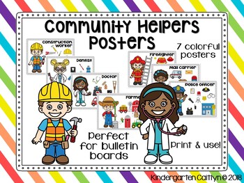 Preview of NO PREP Community Helpers Posters | Word Wall & Bulletin Board