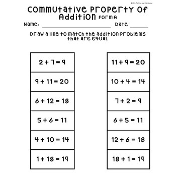 NO PREP Commutative Property of Addition Worksheets 1st Grade | TpT