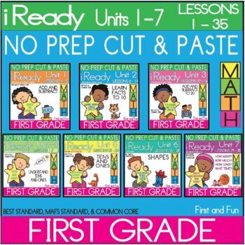 Preview of NO PREP Cut & Paste 7 Pack Bundle Units 1 - 7  for IReady 1st Grade Full Year