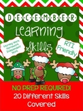 *NO PREP* December Learning Skills Pack for Pre-K4 and Kin