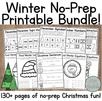 Preview of NO PREP December Printable Worksheets BUNDLE!