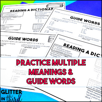 Dictionary Skills Worksheets by Glitter in Third | TpT