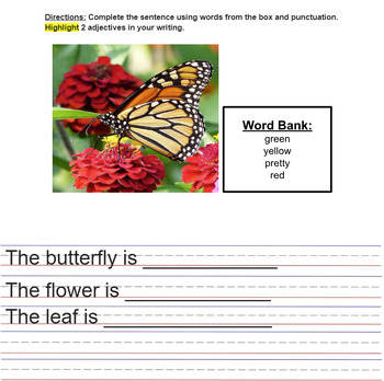 Preview of NO PREP Differentiated Writing - Adjectives