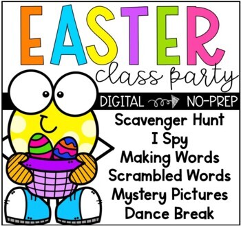 Preview of NO PREP Digital Easter Virtual Class Party Google Slides™