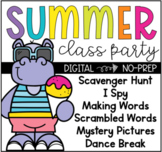 NO PREP Digital End of Year Summer Virtual Class Party  Go