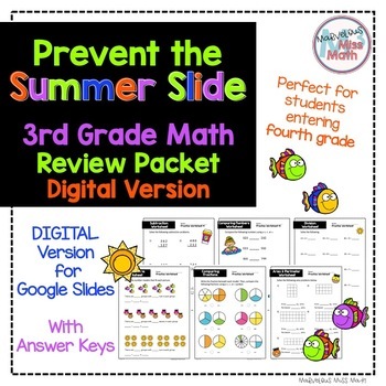 Preview of NO PREP Digital Third Grade Math Review- Prevent the Summer Slide Skills Packet
