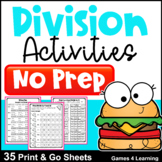 NO PREP Division Worksheets for Fact Fluency