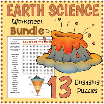 Preview of EARTH SCIENCE BUNDLE - Word Search & Crossword Worksheets -4th 5th 6th 7th Grade