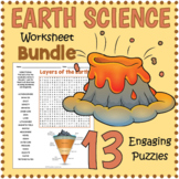 EARTH SCIENCE BUNDLE - Word Search & Crossword Worksheets 