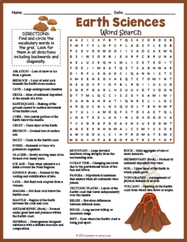 Preview of  (4th, 5th, 6th, 7th Grade) EARTH SCIENCE Word Search Puzzle Worksheet Activity