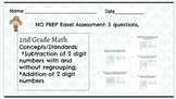 NO PREP EASEL math quiz: 2 digit add and subtract with hun