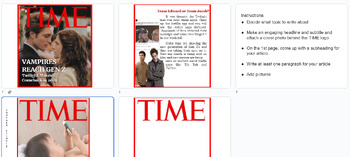 Preview of NO PREP EASY ASSIGN Feature Article Project Create Your Own TIME Magazine