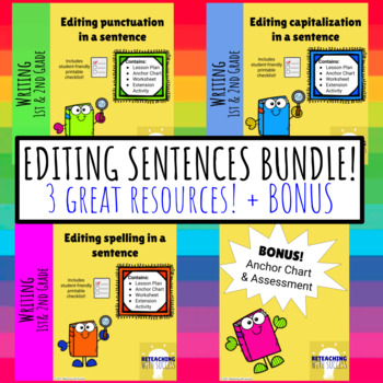 Preview of NO-PREP EDITING SENTENCES BUNDLE - capitalization, punctuation, and spelling