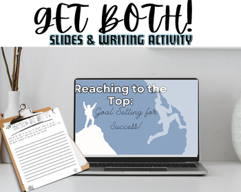 Preview of SMART Goal Setting Slides, Vision Board, Graphic Organizer and Writing Activity