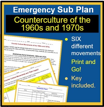 Preview of NO PREP Emergency Sub Plan for US History- 1960s & 70s Counterculture movements