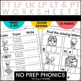 NO PREP Ending Final Blends Worksheets FT LF LK LP LT PT W