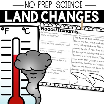 Preview of NO PREP Fast and Slow Earth Changes Land Changes Packet