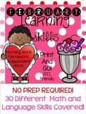 *NO PREP* February Learning Skills Pre-K4 and Kindergarten