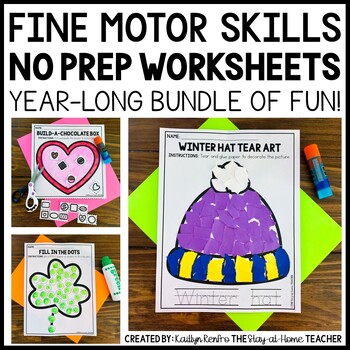 Preview of NO PREP Fine Motor Skills Crafts | Toddler Activities PreK Preschool Worksheets