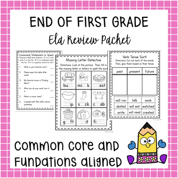 Preview of NO PREP First Grade Springtime Review Packet of ELA Concepts