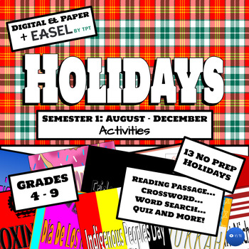 Preview of NO PREP First Semester Holidays BUNDLE