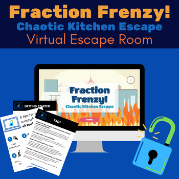 Preview of NO PREP Fraction Frenzy! Chaotic Kitchen Escape