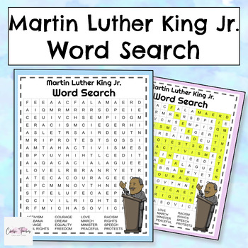 Preview of NO PREP Free MLK JR Word Search Worksheet for Elementary Social Studies