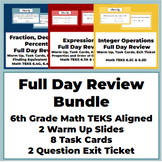 NO PREP Full Day Review with Task Cards 6th Grade Math TEK