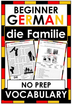Preview of NO PREP GERMAN Vocab Worksheets - FAMILY - Answer Keys Included