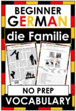 NO PREP GERMAN Vocab Worksheets - FAMILY - Answer Keys Included