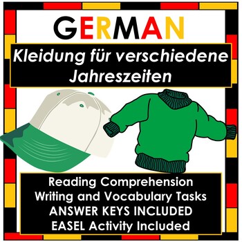 Preview of NO PREP German Reading Comprehension - Kleidung für verschiedene Jahreszeiten