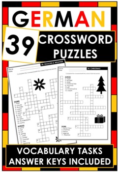 Preview of NO PREP German Vocabulary Worksheets 39 CROSSWORD PUZZLES