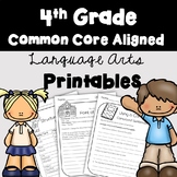 4th Grade ELA Language Arts Printables and Assessments (Common Core Aligned)