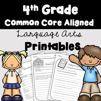 Preview of 4th Grade ELA Language Arts Printables and Assessments (Common Core Aligned)