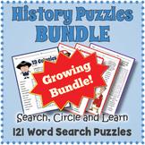 NO PREP US & WORLD HISTORY Word Search Worksheet Mega Bundle