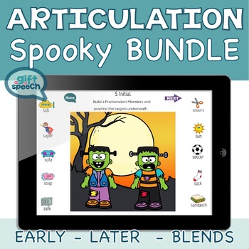 Preview of NO PREP Halloween Articulation Bundle Spooky Boom Cards™ for ALL Sounds